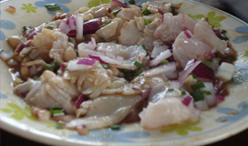 Ceviche preparado com pescado do dia
